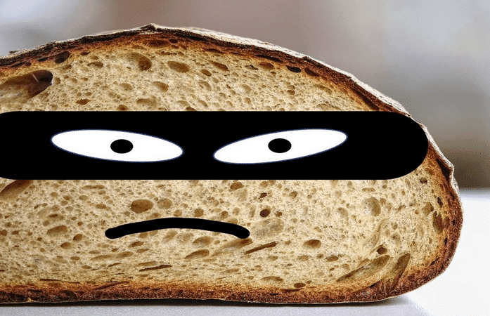 Bread with a robber villain mask