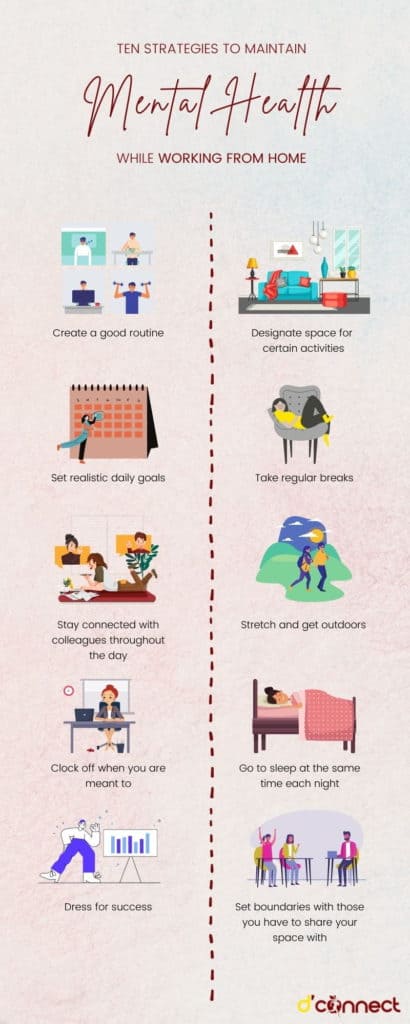 10 Strategies for Mental Health while working from home | D'Connect