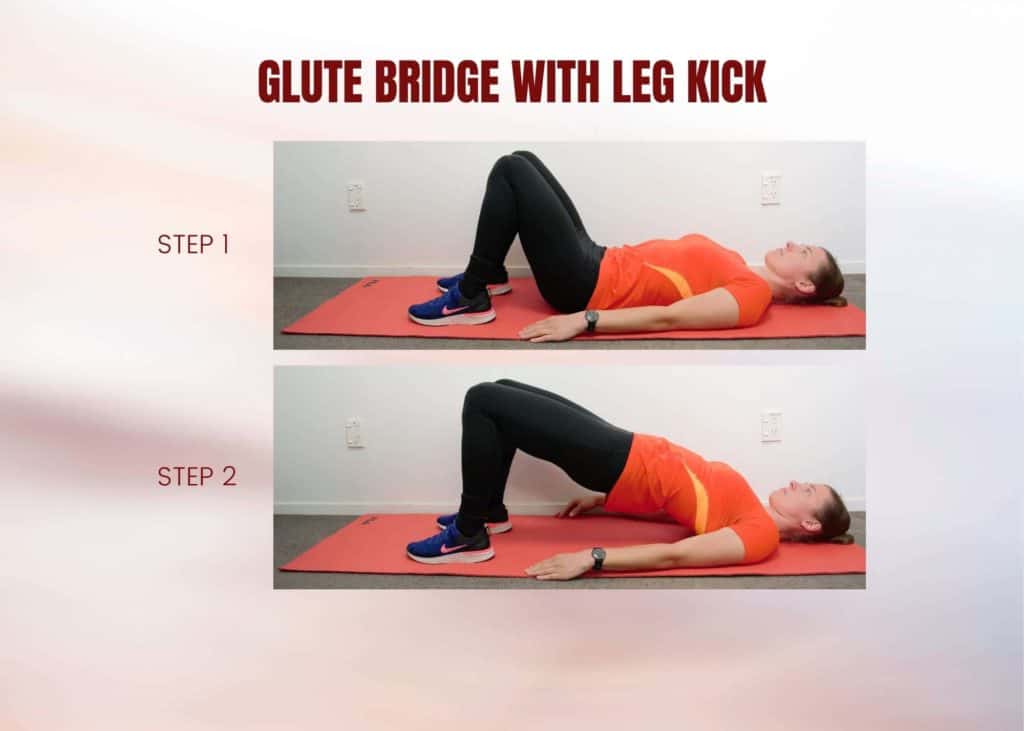 glute bridge with leg kick