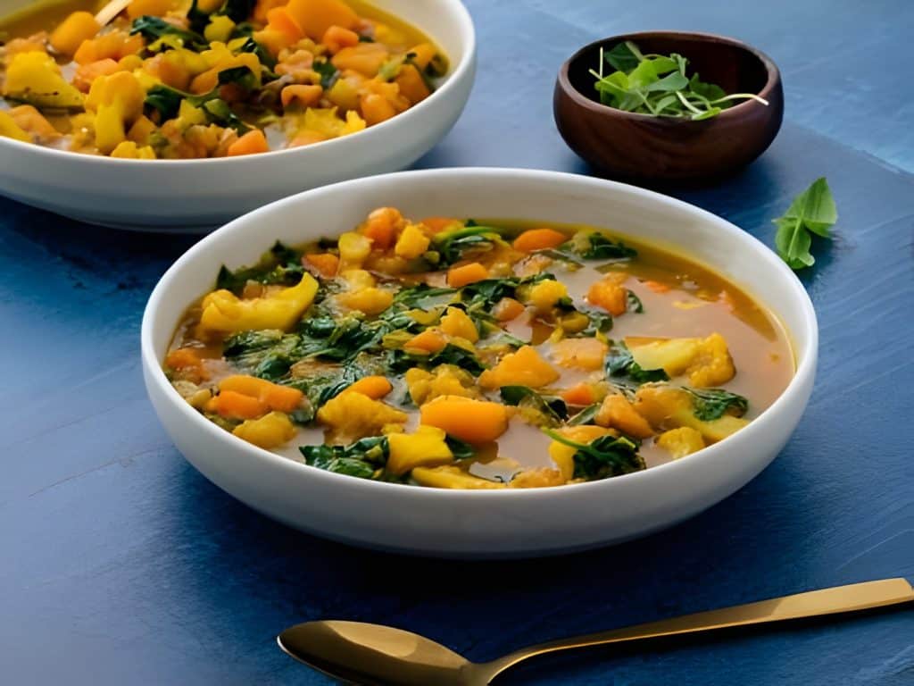 Vegetable soup with fresh turmeric