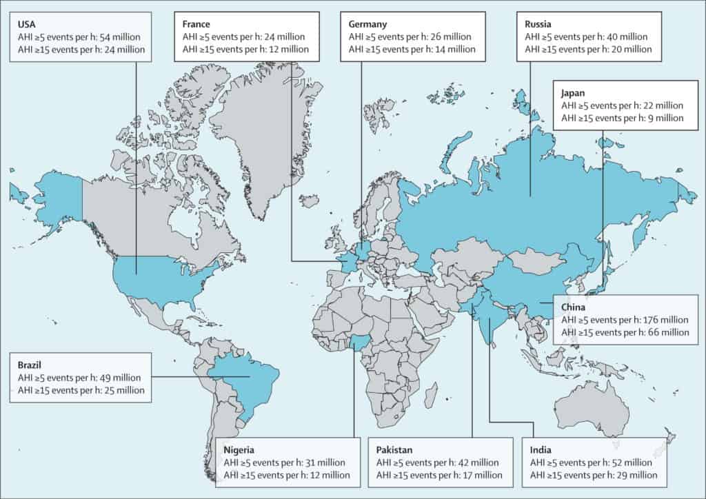Sleep apnea worldwide (statistics)