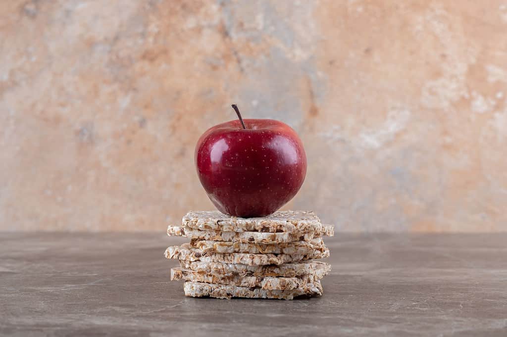 Gluten-free diet apple and rice cakes