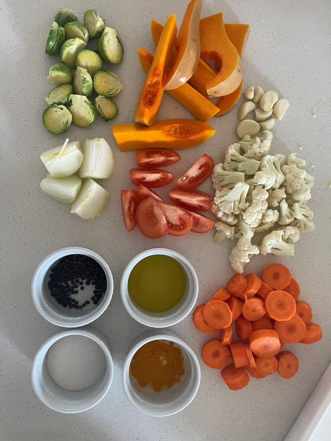 Ingredients for Roasted vegetables