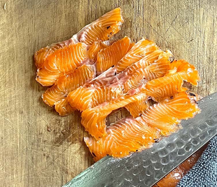 Slice the salmon