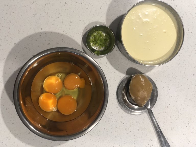 Kaffir lime and Honey Custard Ingredients
