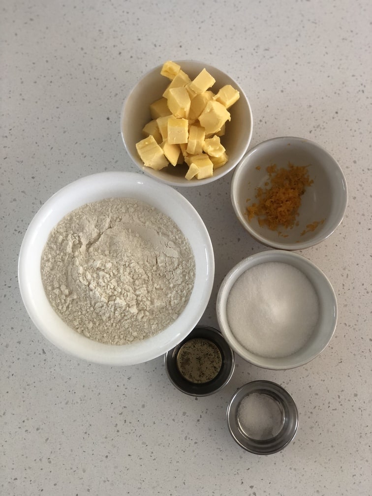 Ingredients for Gluten-Free Orange Shortbread Cookies