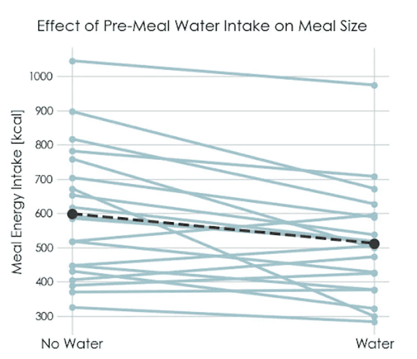 Pre-meal water intake reduces meal energy intake