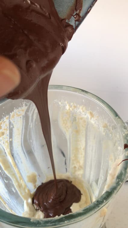 Add melted chocolate to the blender