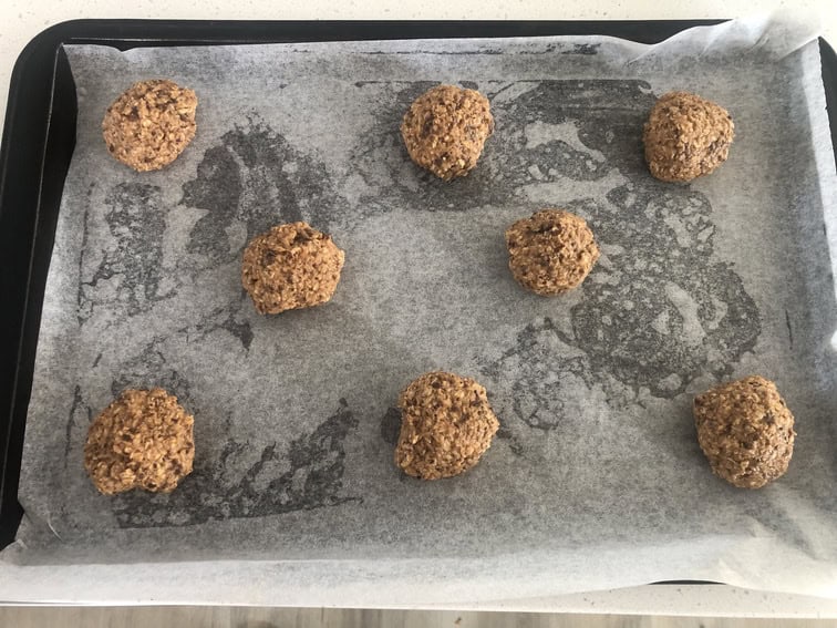 Transfer the cookie dough to the baking sheet lined with parchment paper