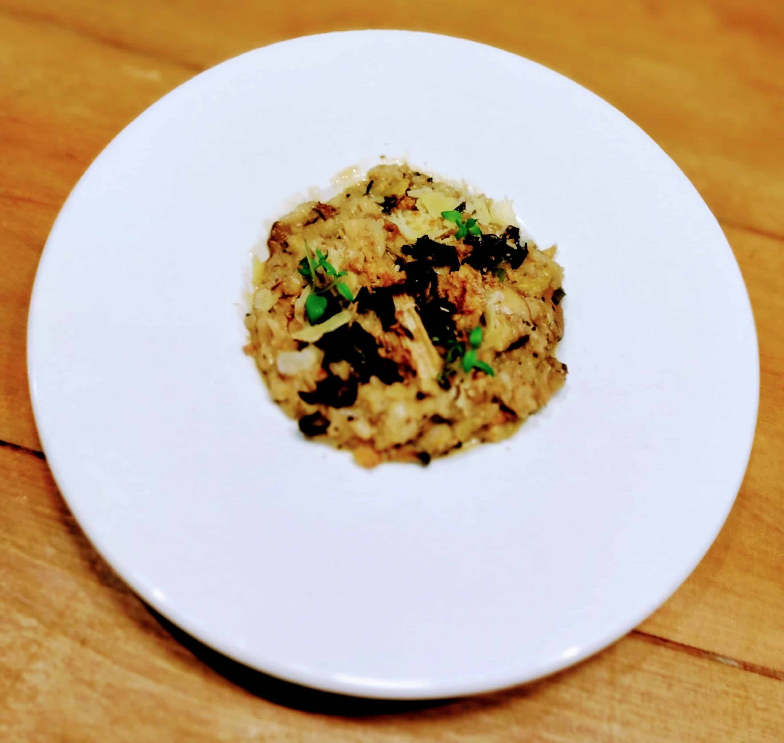 Imge of post Recipe: Duck Risotto with Mushrooms and Parmesan