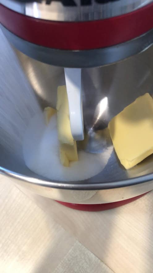 In a stand mixer with paddle attachment, beat butter and sugar together until light and creamy.