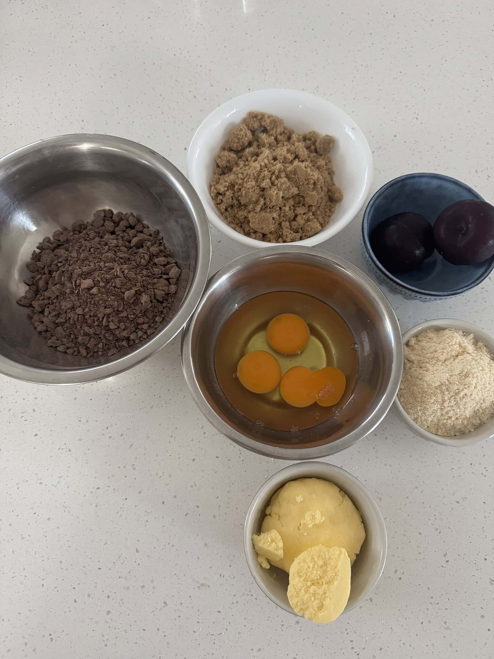 Plum brownie ingredients