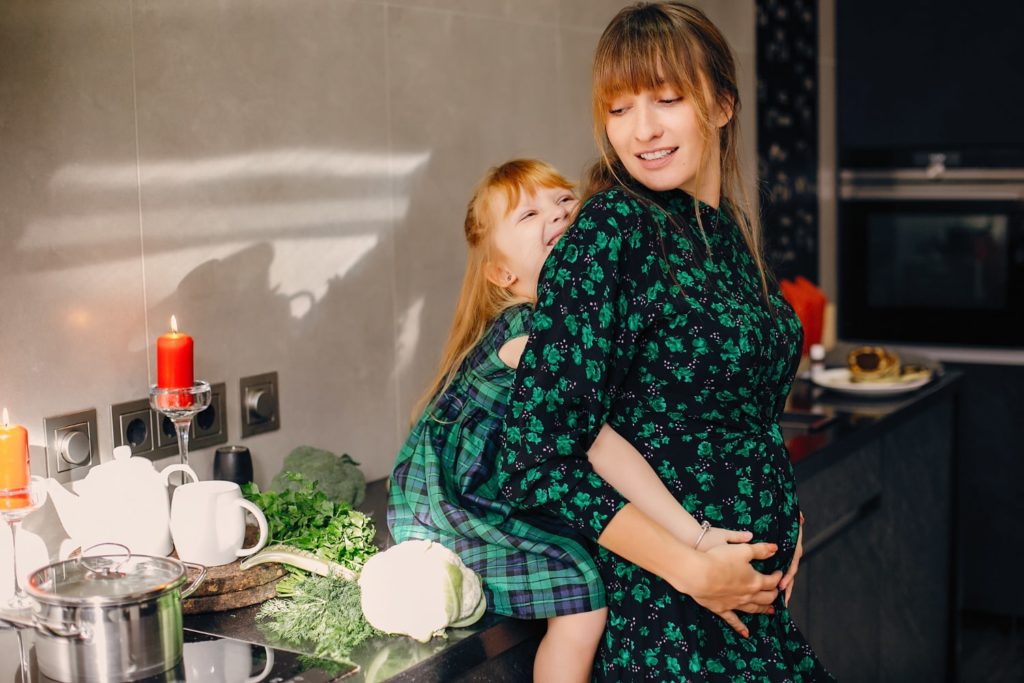 Mom and daughter in the kitchen