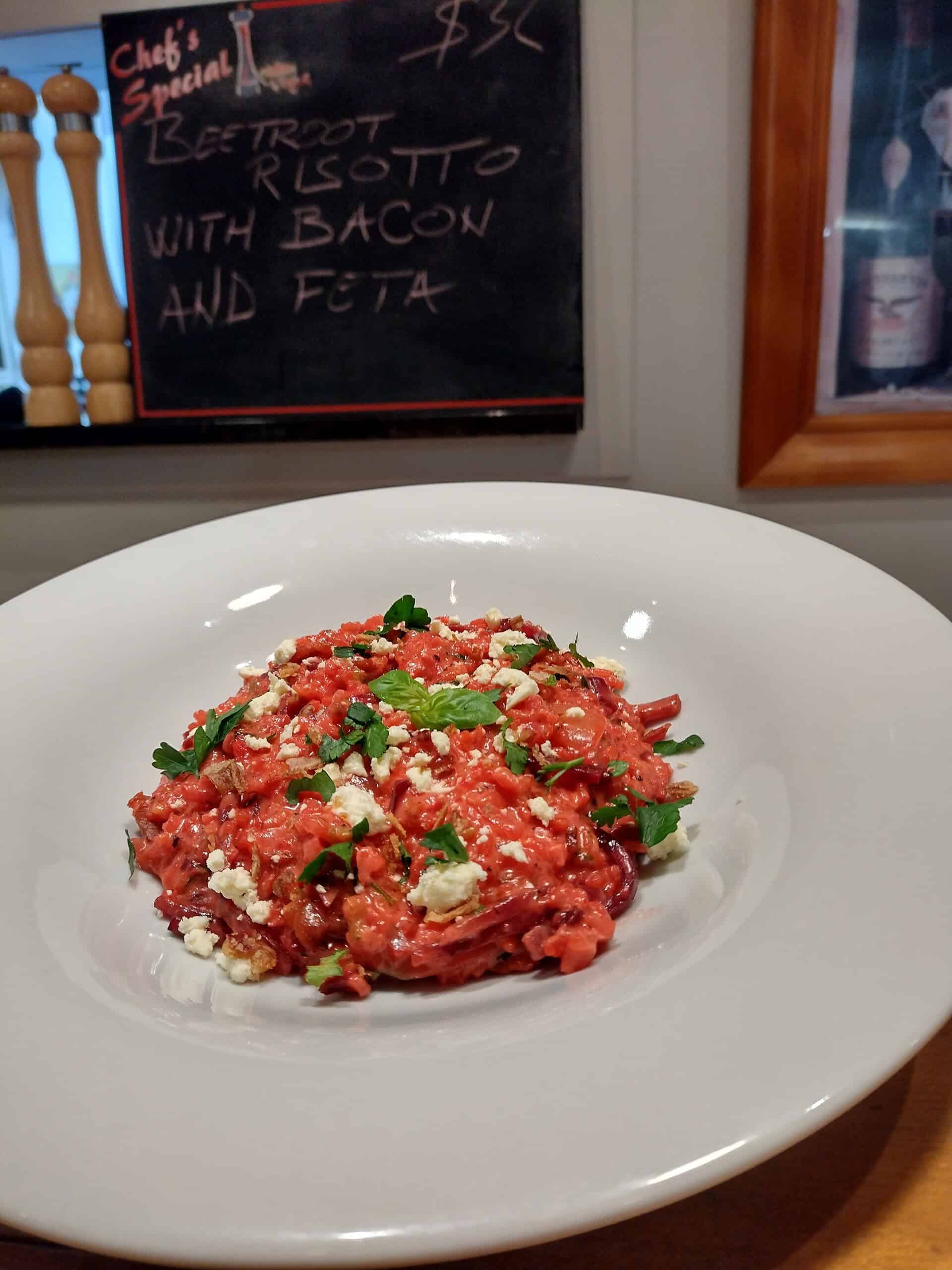 Imge of post Recipe: Beetroot Risotto with Bacon and Feta