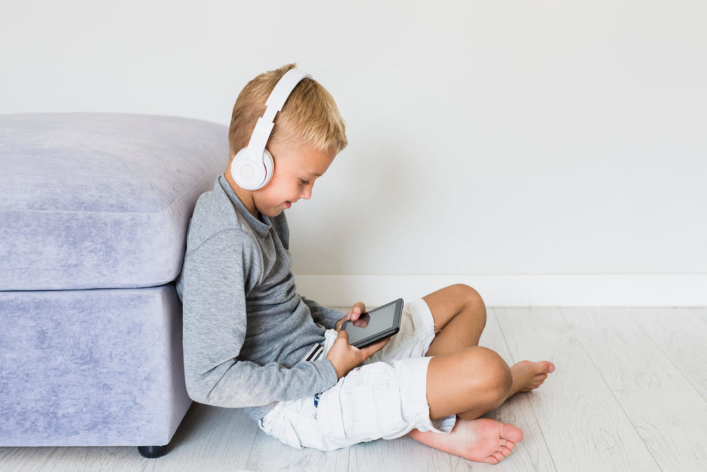 Young boy using a tablet